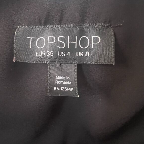 Black Floral Satin Mini Dress Strappy Tie Back Topsho Size 4 Lined - Picture 7 of 8